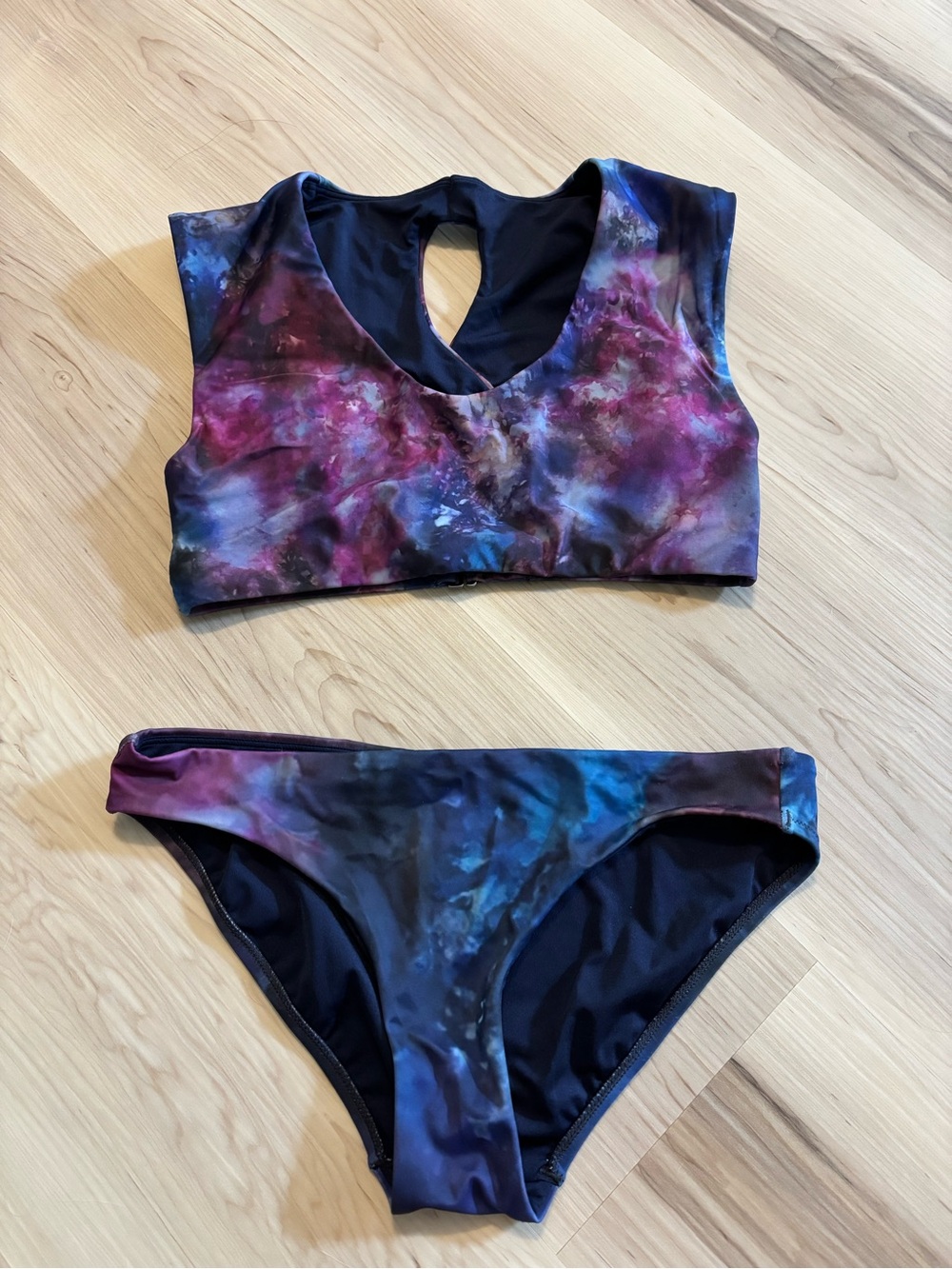 Athleta Purple Blue Multicolor Tie-Dye Bikini Set XS